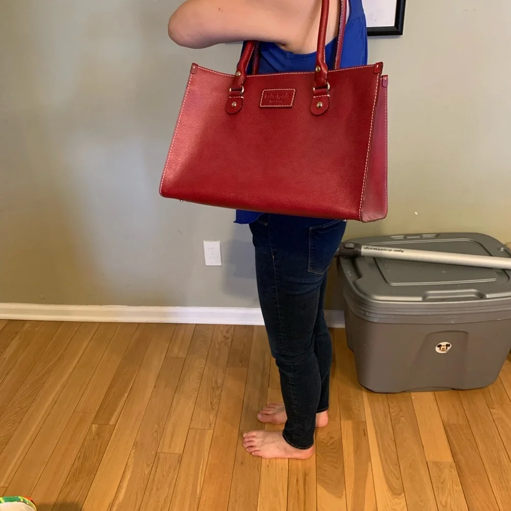 kate spade Red Leather Tote with Gold Hardware